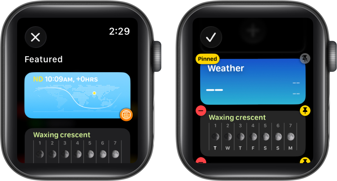 Remove and pin widget on smart stack on apple watch