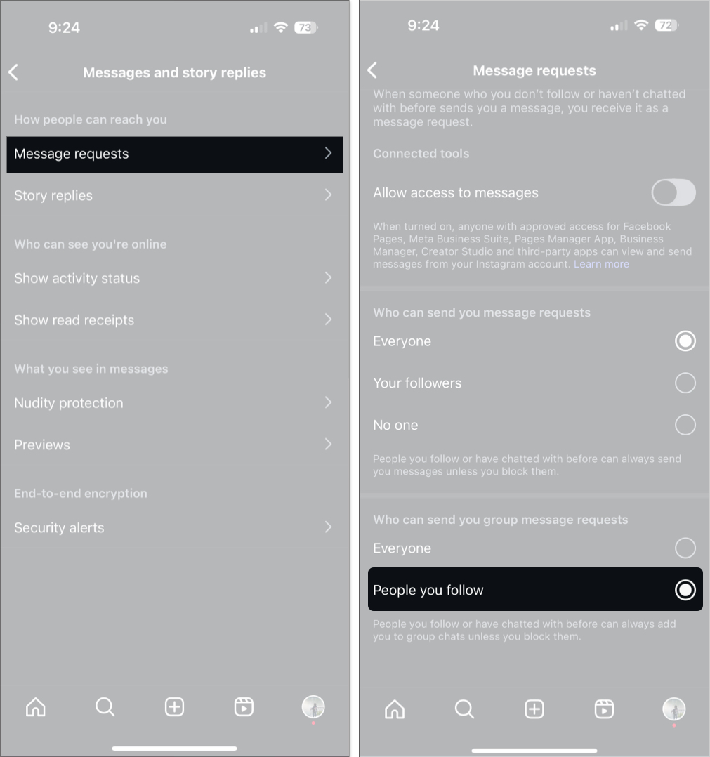 Restrict unknown users from adding you to a group chat