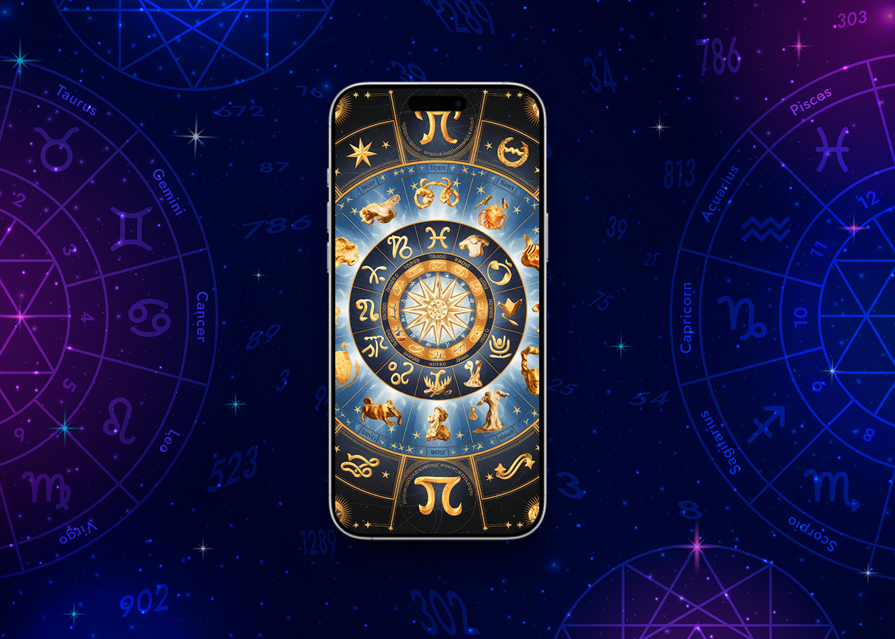Sacred zodiac symbols on lock screen