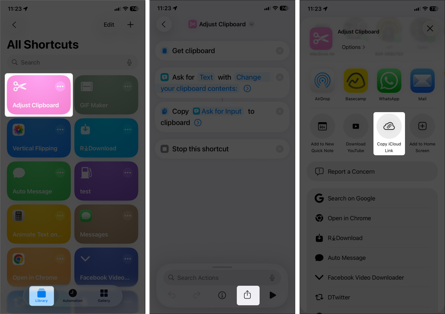 Share shourtcuts with others
