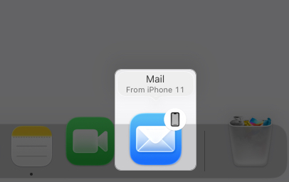 Tap on mail icon with a small iphone symbol on mac dock