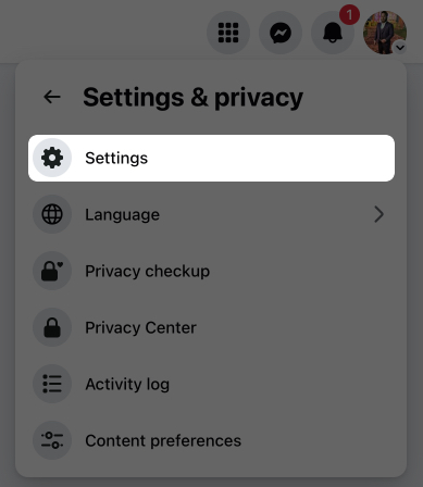 Tap on settings from the drop down menu