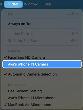 Tap on video tab and choose your iphone