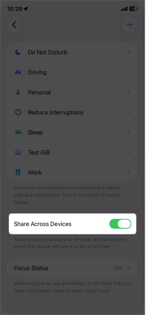 Turn on share across devices