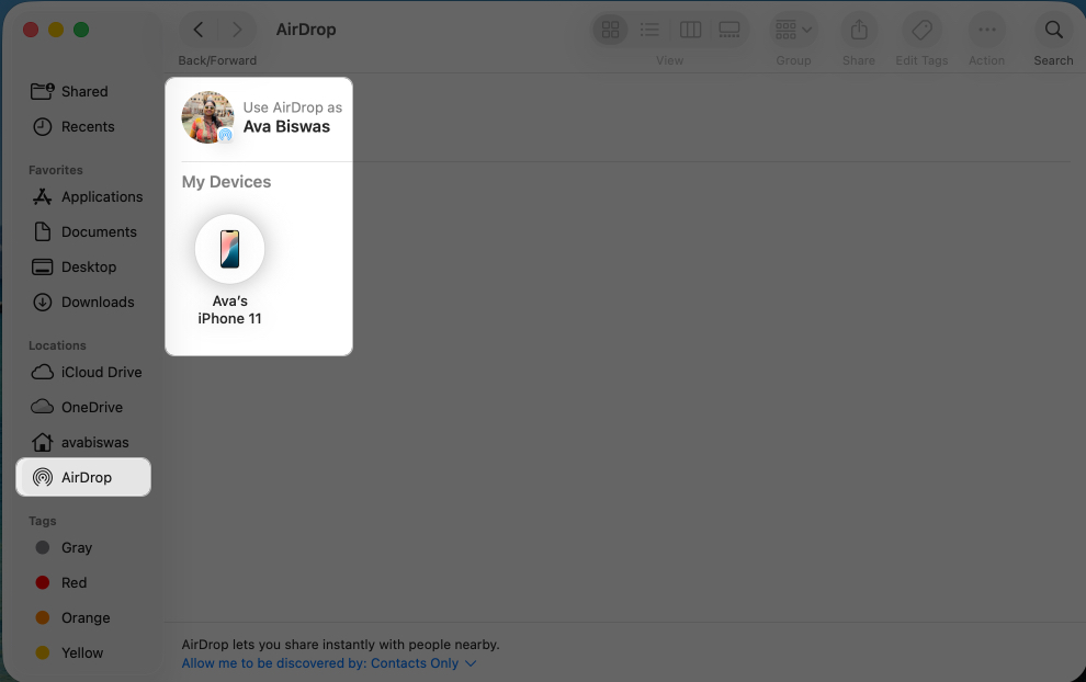 Use airdrop to share files between iphone and mac