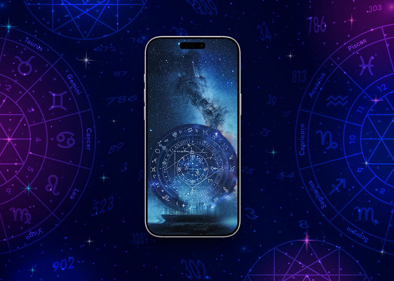 Zodiac clock in the middle of galaxy