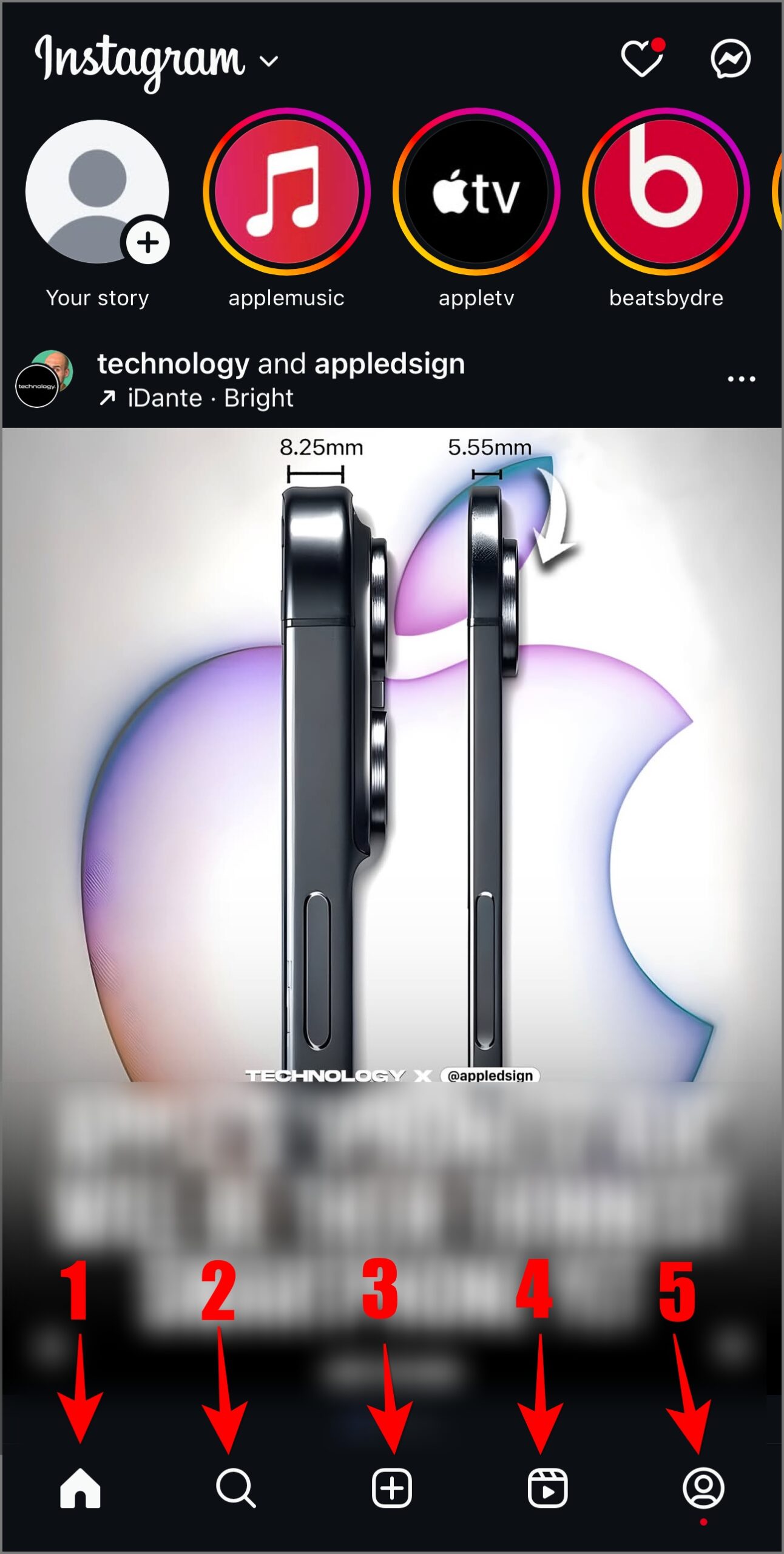 Navigation icons on Instgarm
