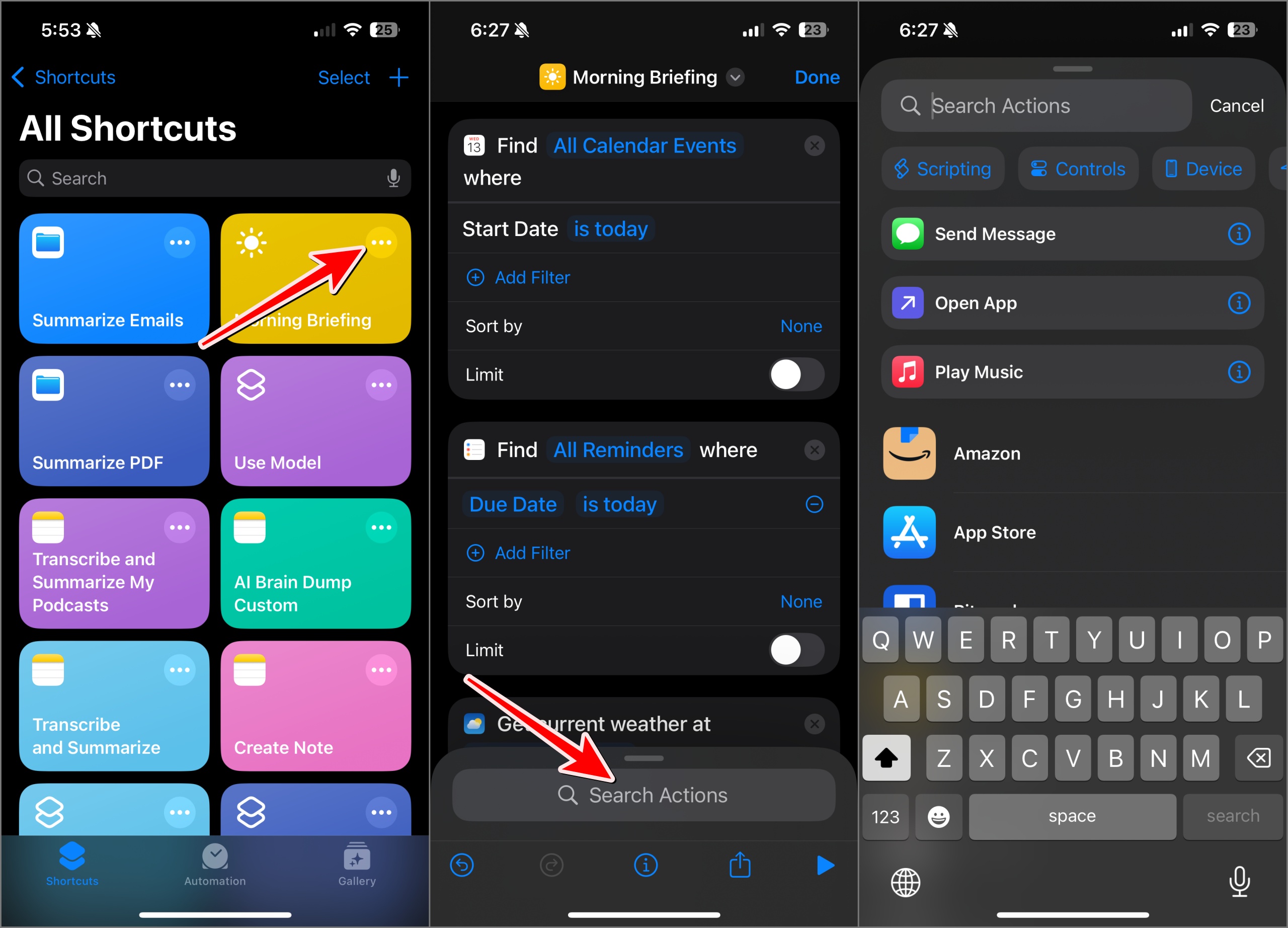 Add actions shortcut