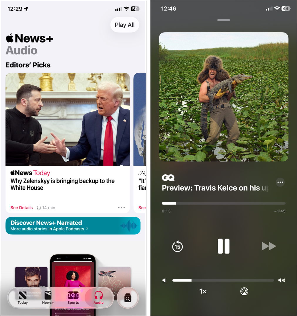 Apple news audio tab