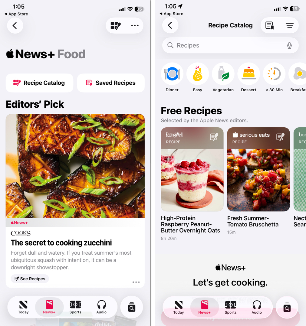 Apple news plus food