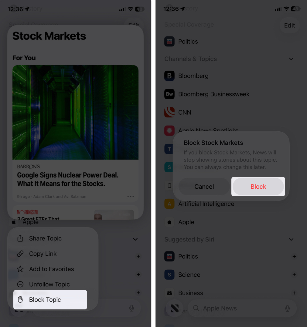 Block particular channel or topic