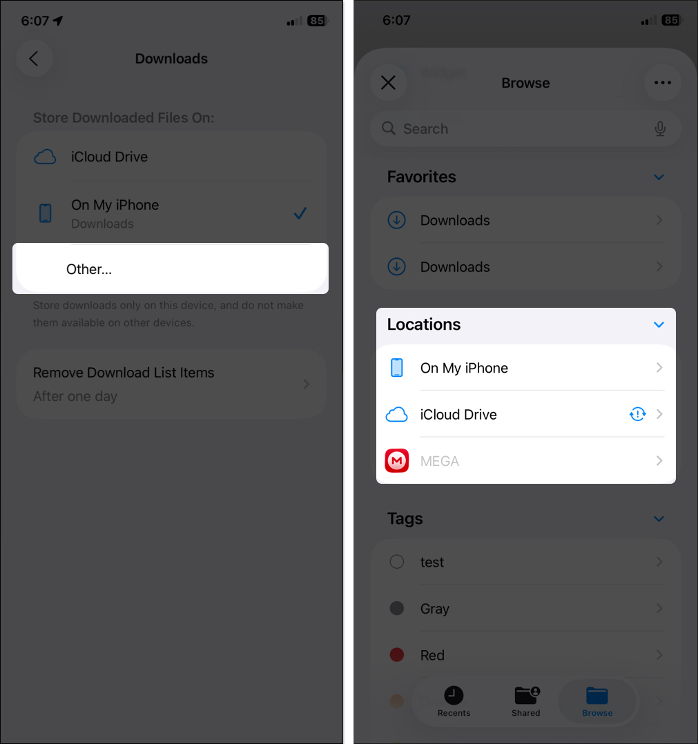 Choose a download location options