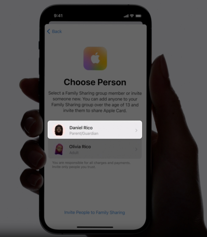Choose person you want to share
