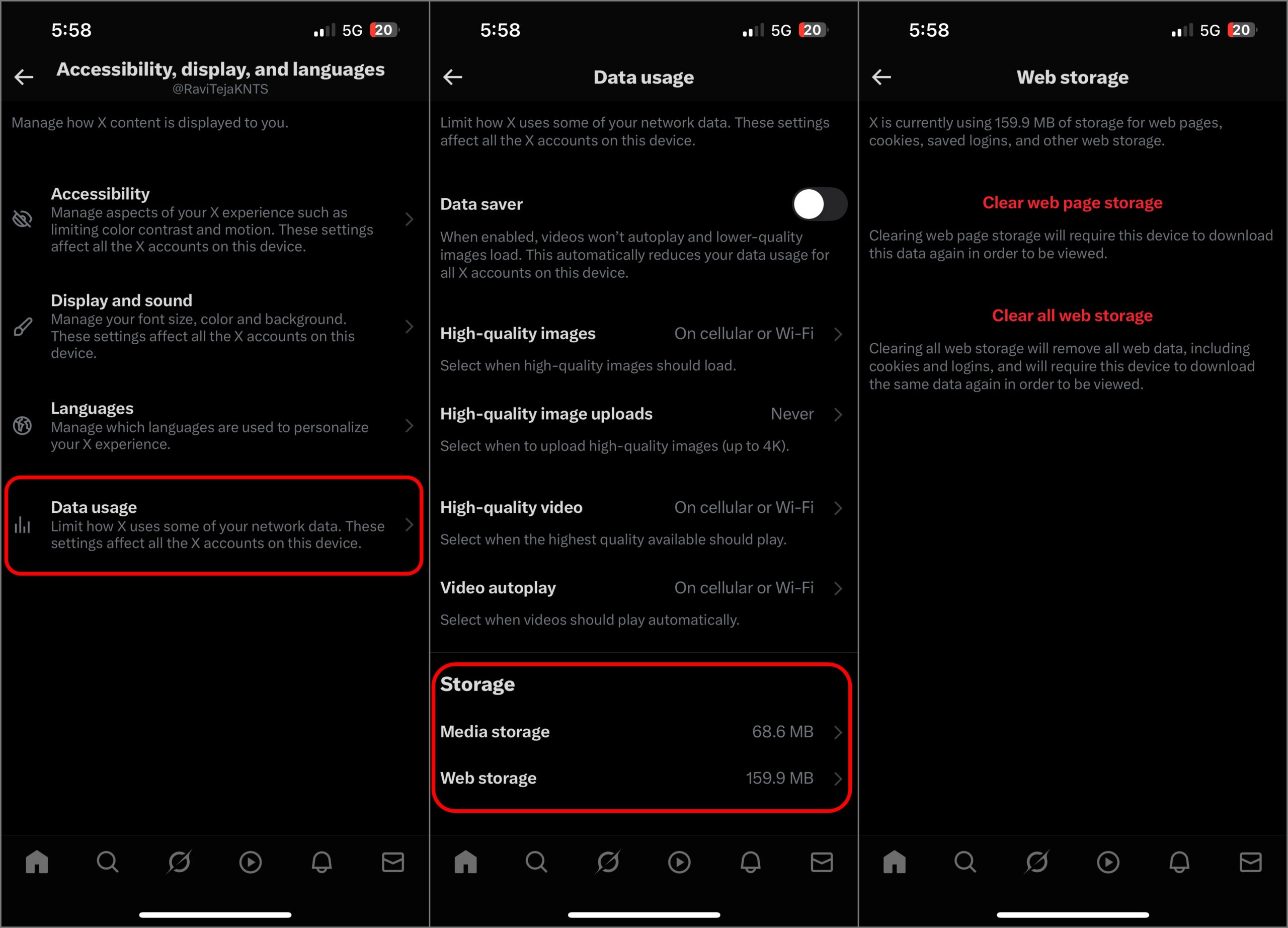 Clearing cache on x iphone app