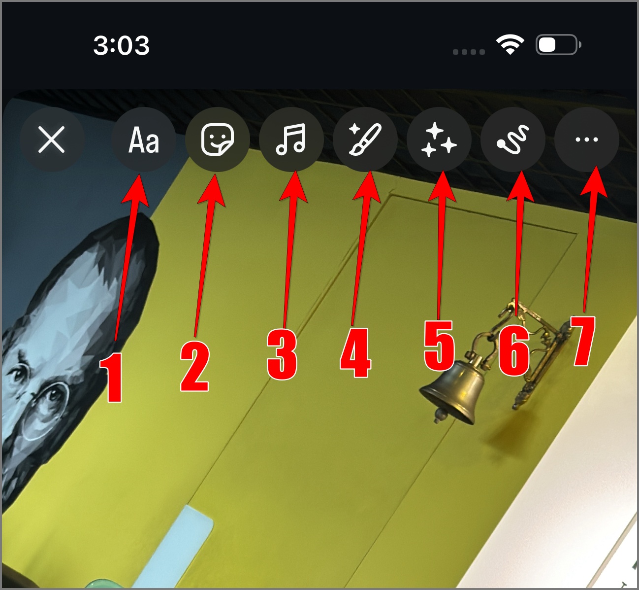 Post editing icons on Instagram