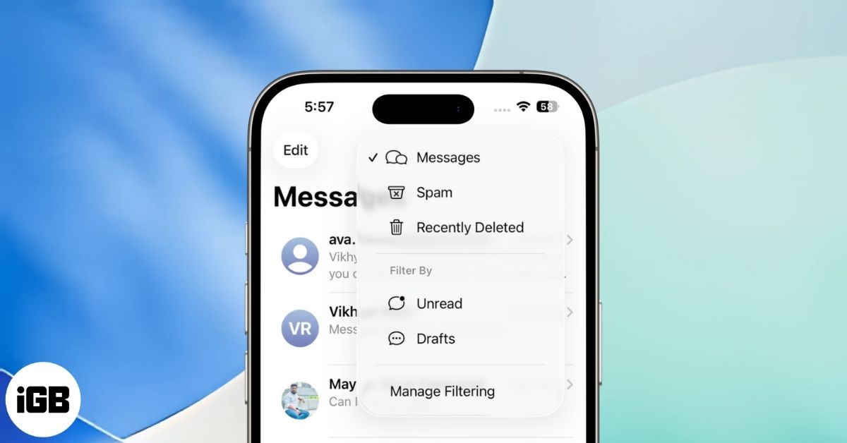 iOS 26 Drafts Filter in Messages