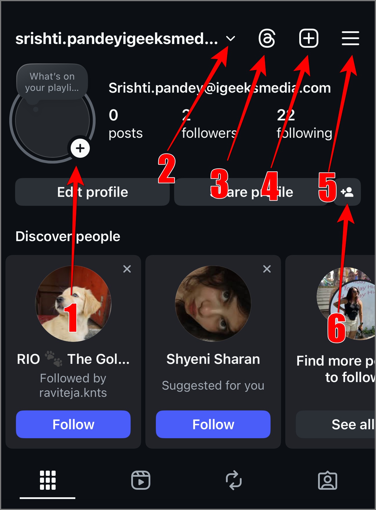 Profile icons on Instagram