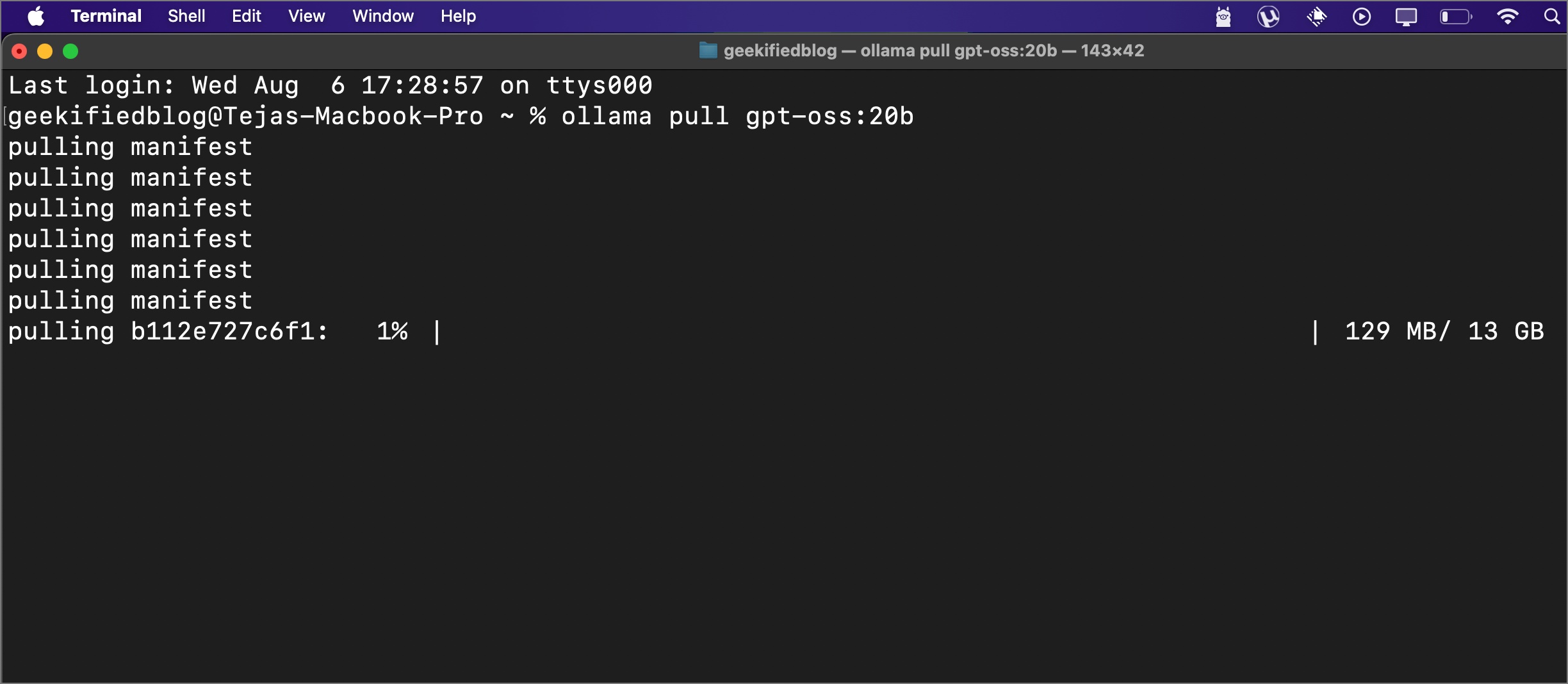 Installing gpt oss 20b model