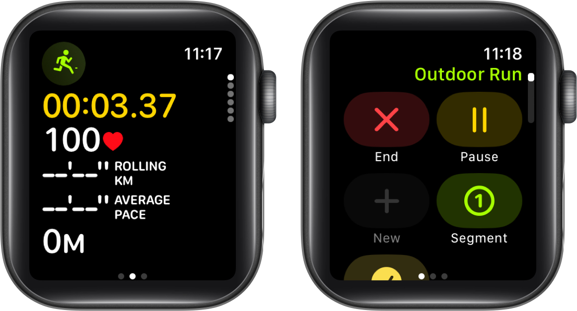 Manage workout by end and pause option