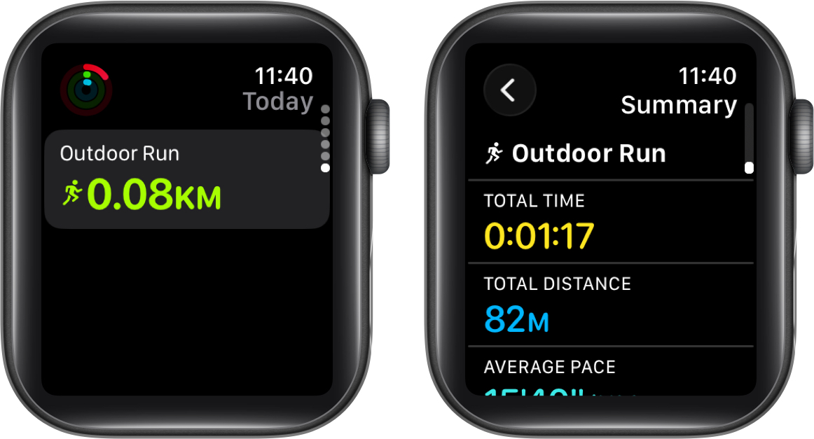 Manage workout data on apple watch