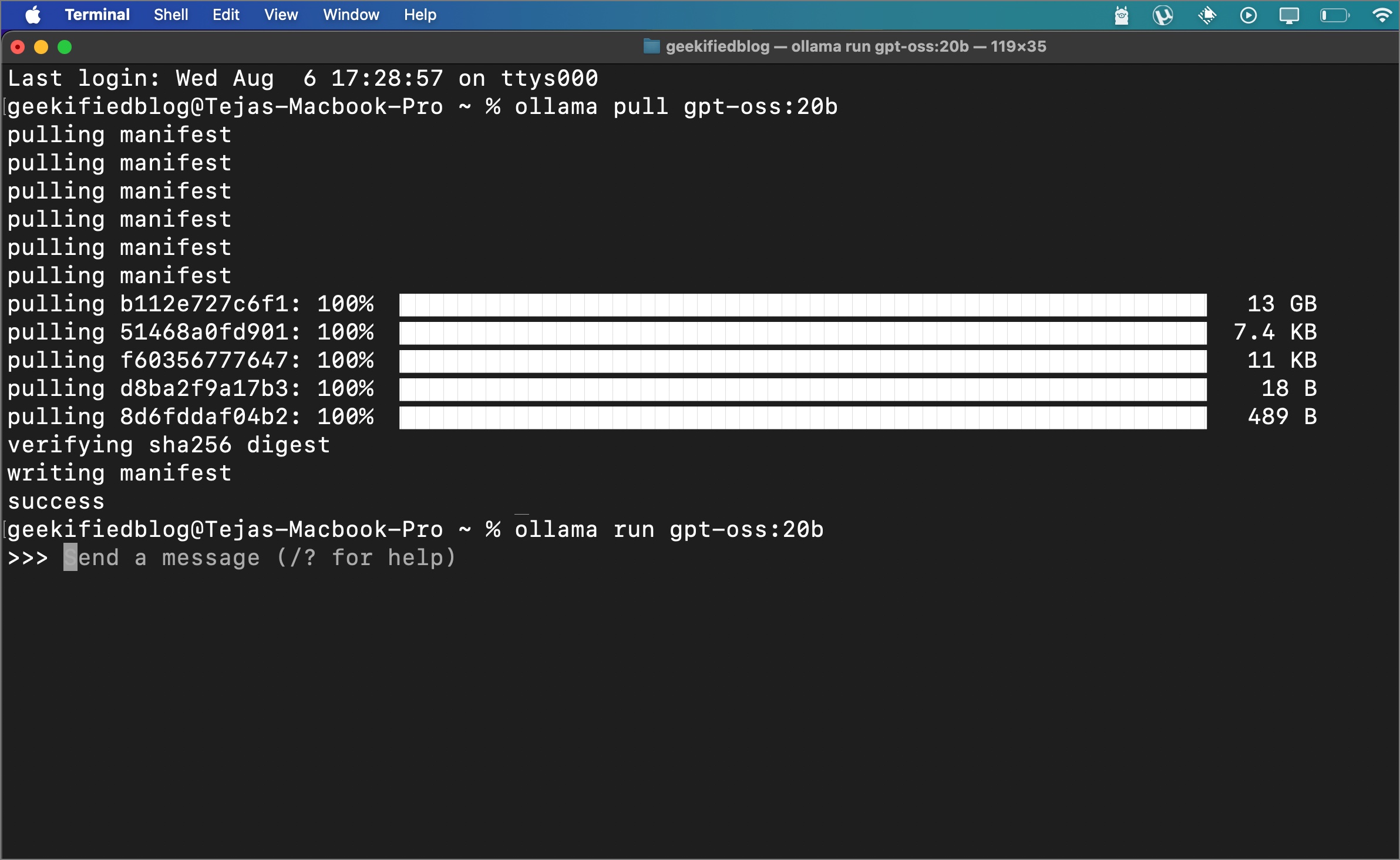 Message chatgpt from terminal