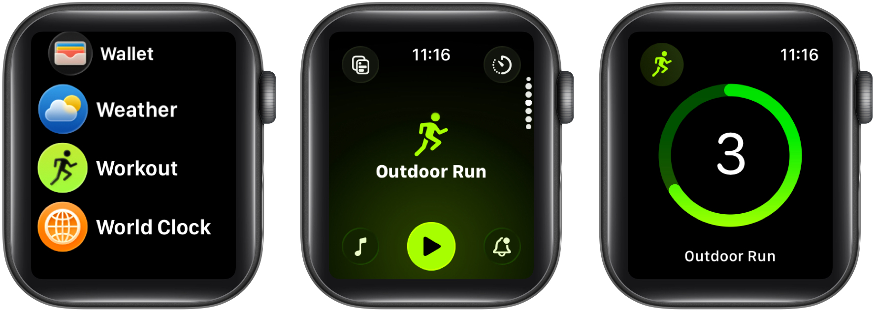 Open workout app and choose added workout