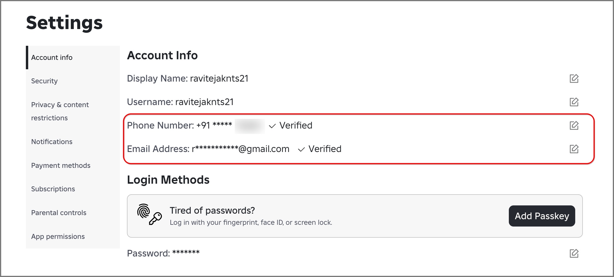 Add phone number and email on Roblox