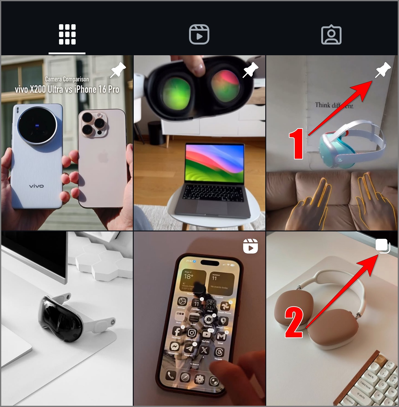 post icons on Instagram