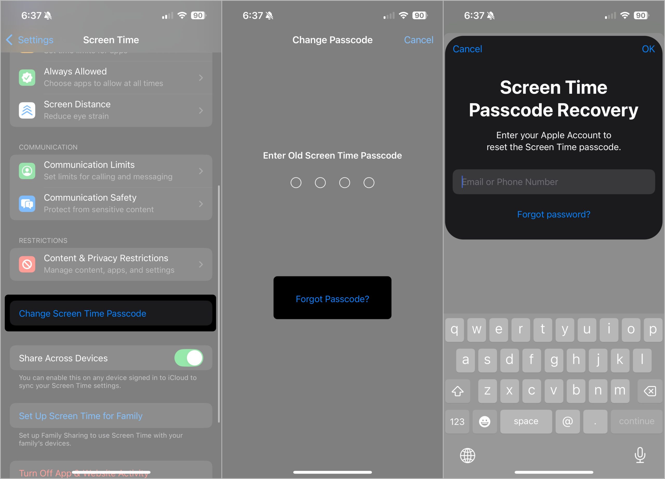 Reset Screen Time Passcode
