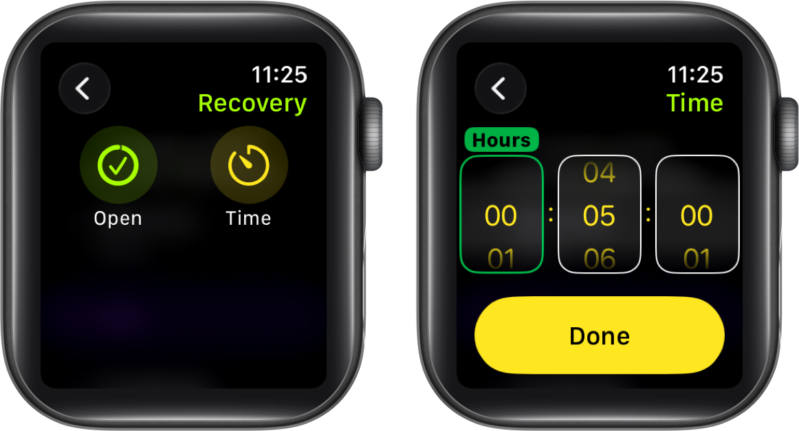 Set duration and tap done button