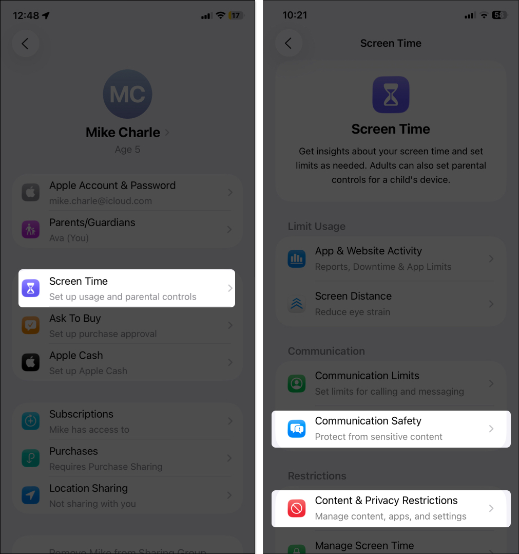 Set up screen time limits for kids