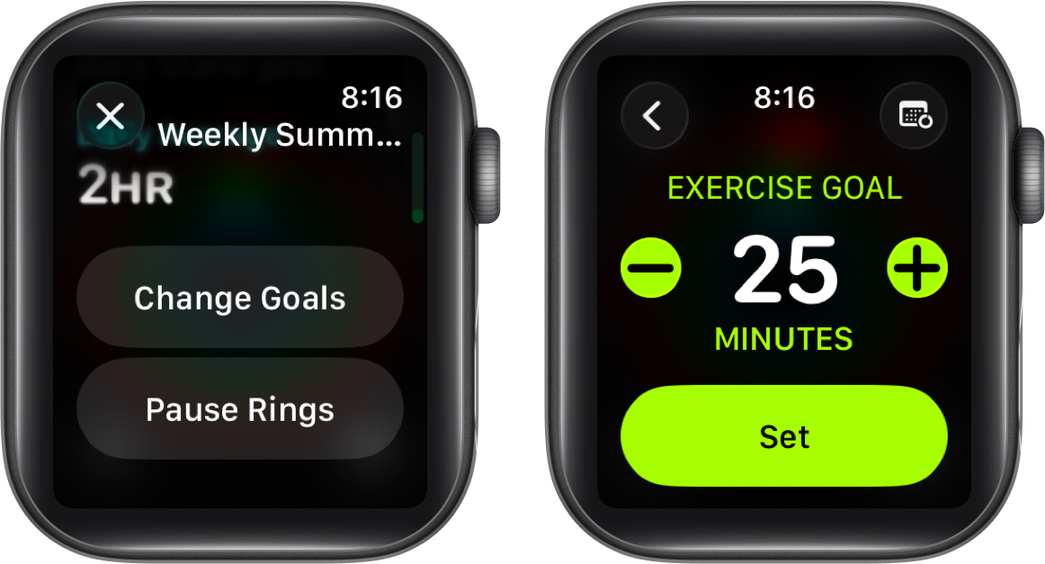 Tap on change goals option
