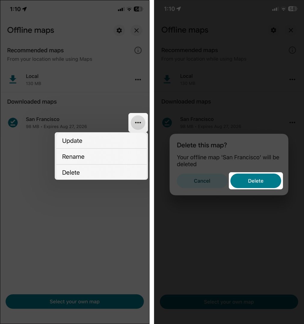 Tap on three dots then choose delete option