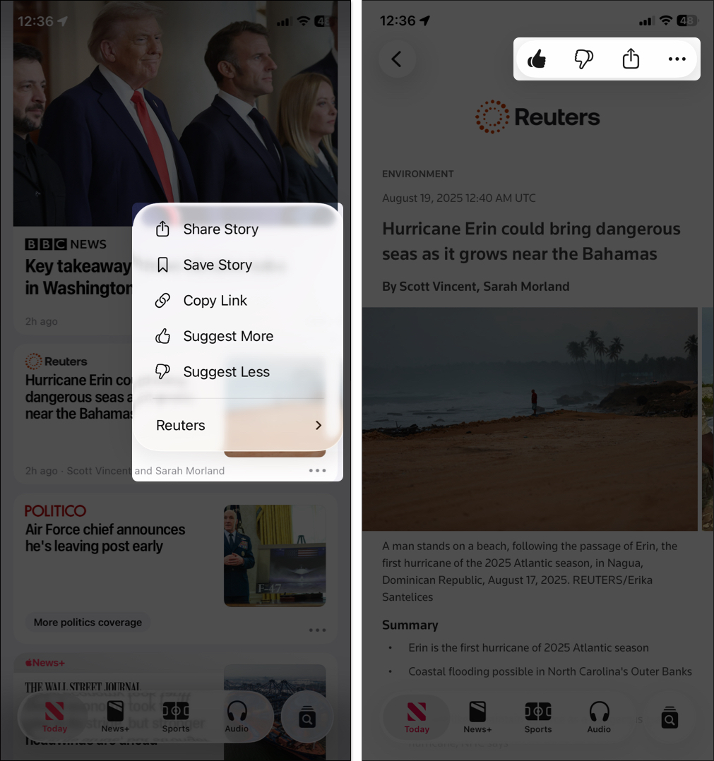 Teach apple news your interest