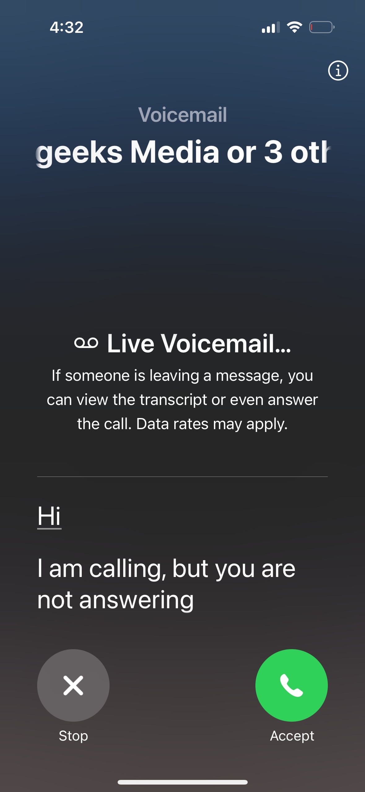 How to use live voicemail during an incoming call