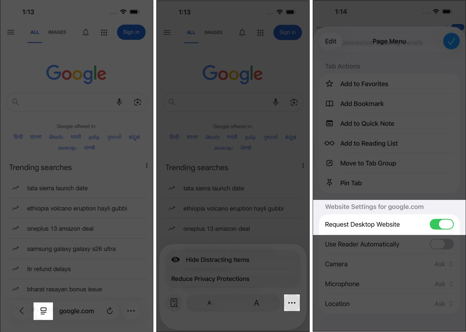 How to Request the Desktop Site on iPhone (Safari, Chrome and Firefox) – iGeeksBlog In Safari open site tap the Reader icon and three-dot menu then enable Request Desktop Website