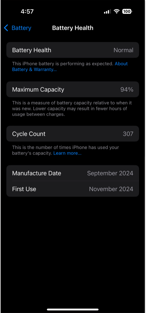 Check iphone battery health
