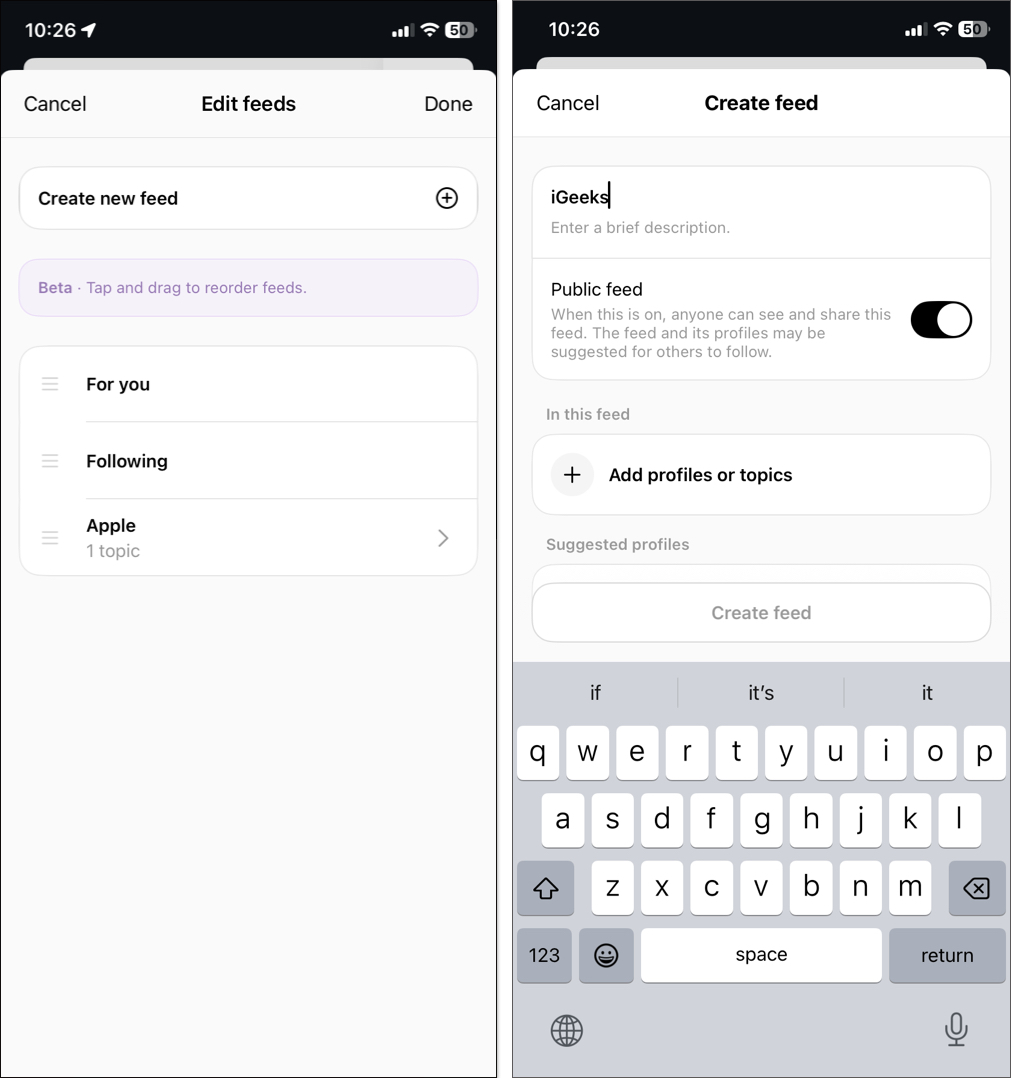 Create your custom feed on Thread