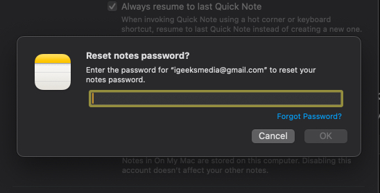Enter apple id password to set new password
