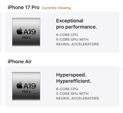 Iphone 17 pro and iphone air performance