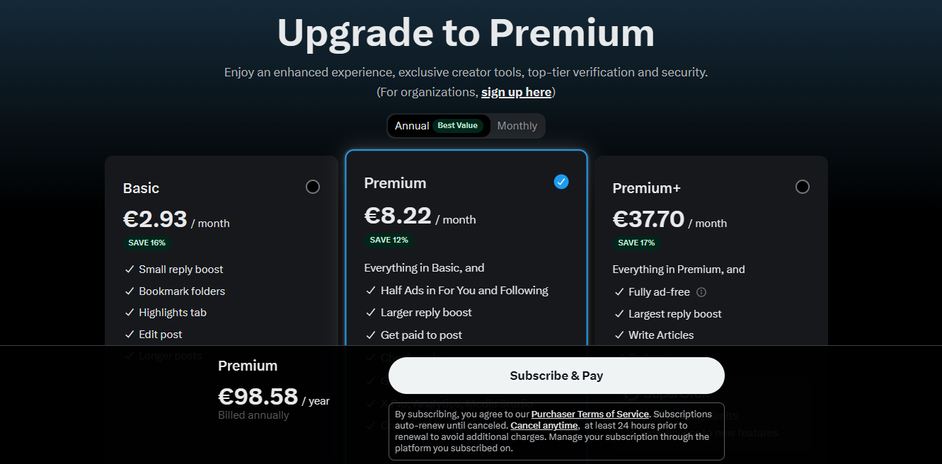 Select plan and tap on subscribe and pay button
