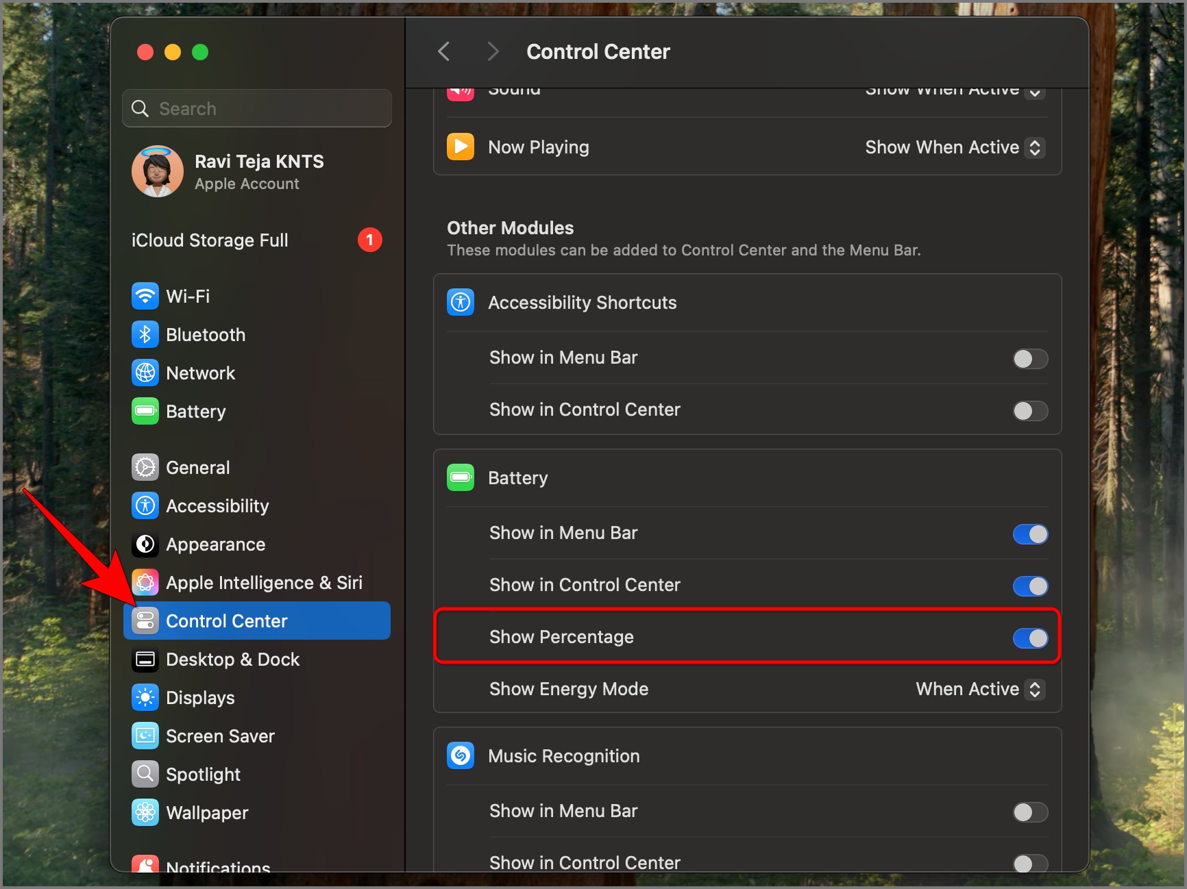 Show Battery percent on mac Sonoma