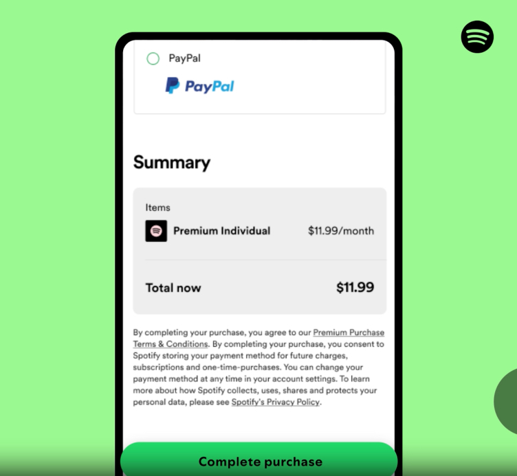 Tap on complete purchase