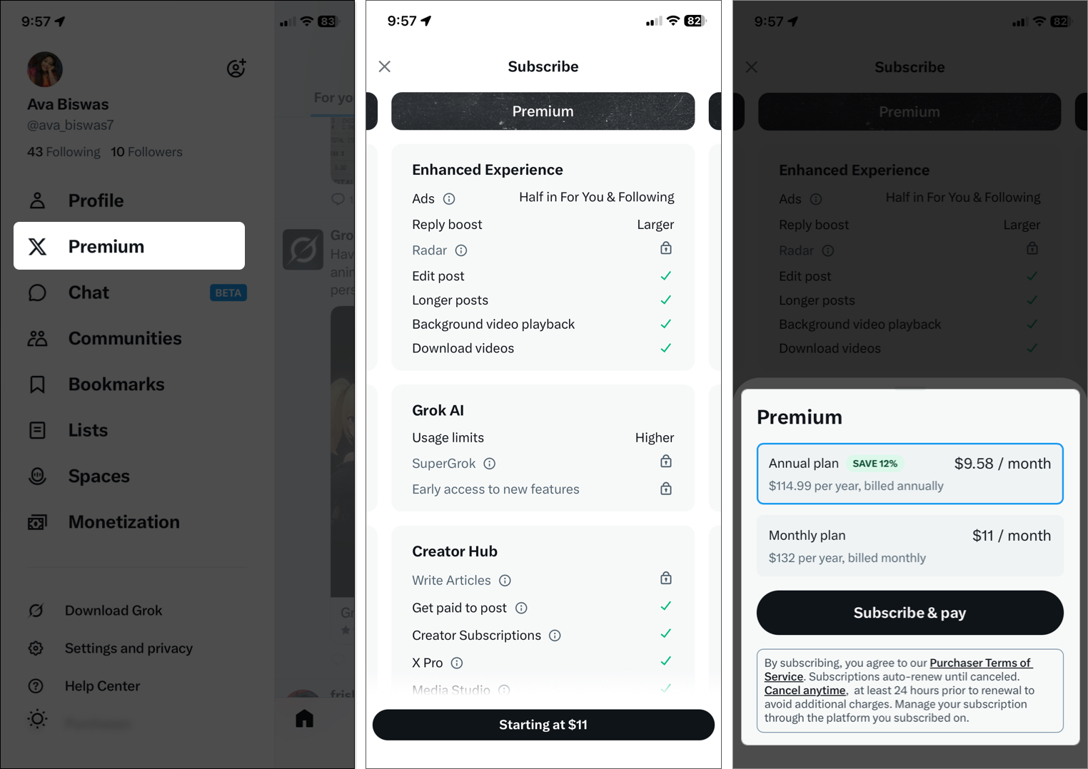Tap on profile picture then select premium option