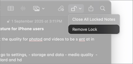Tap on the lock icon then choose remove lock