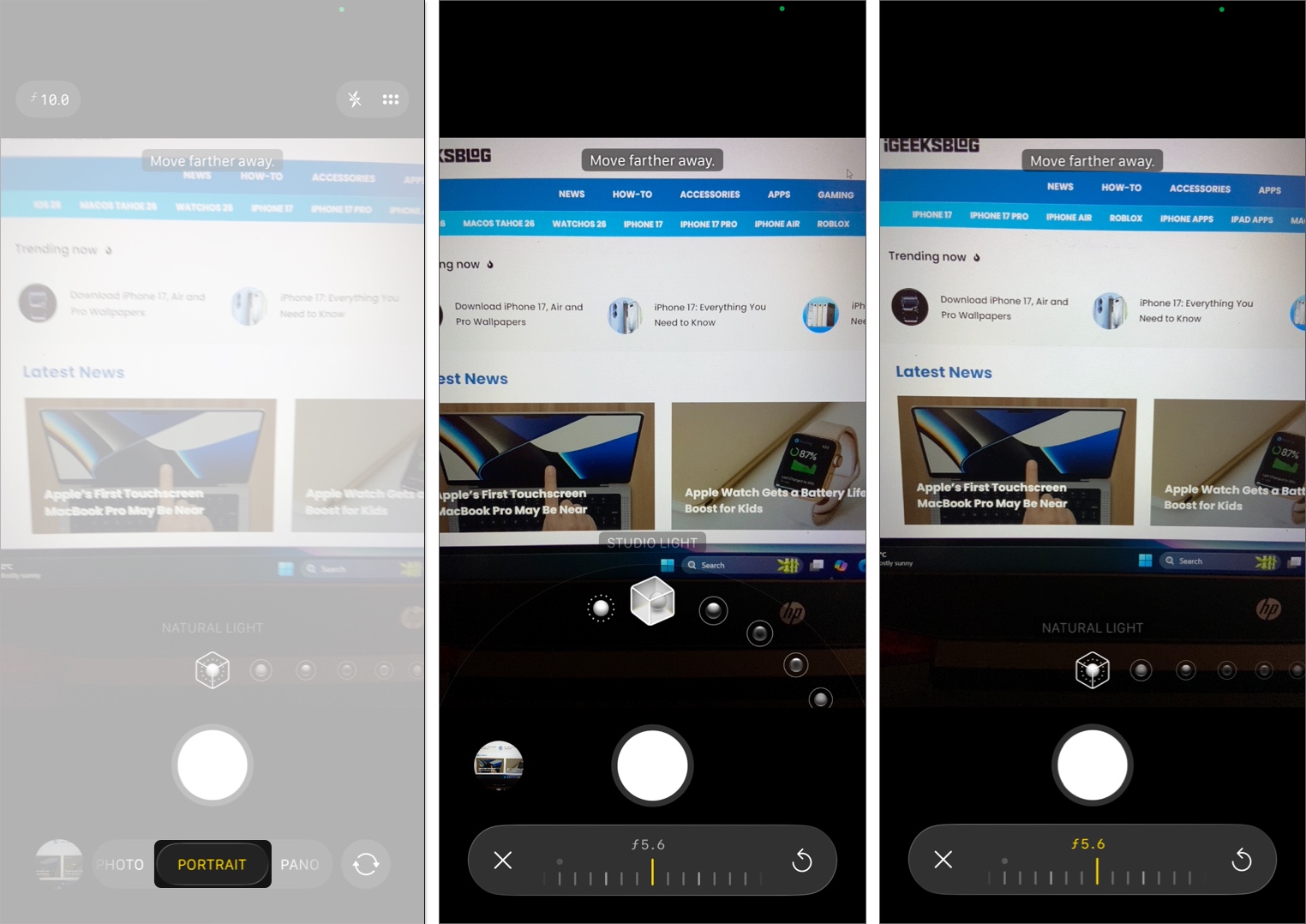 Use portrait mode on camera app on iphone