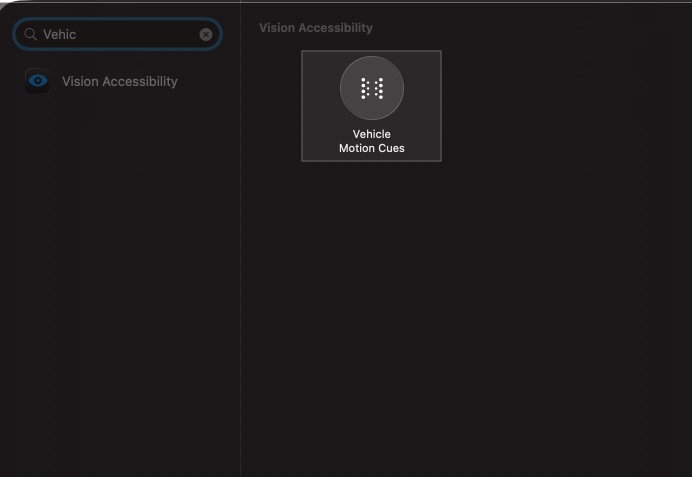 Add vehicle motion cues to mac control center or menu bar