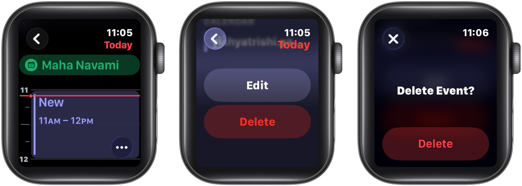 How to delete or change an event on the apple watch