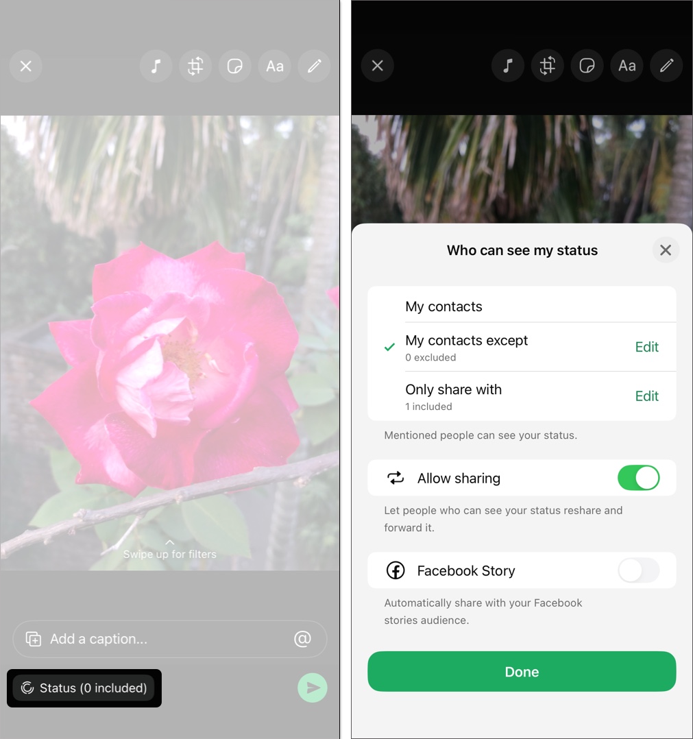 Change whatsapp status privacy on iphone