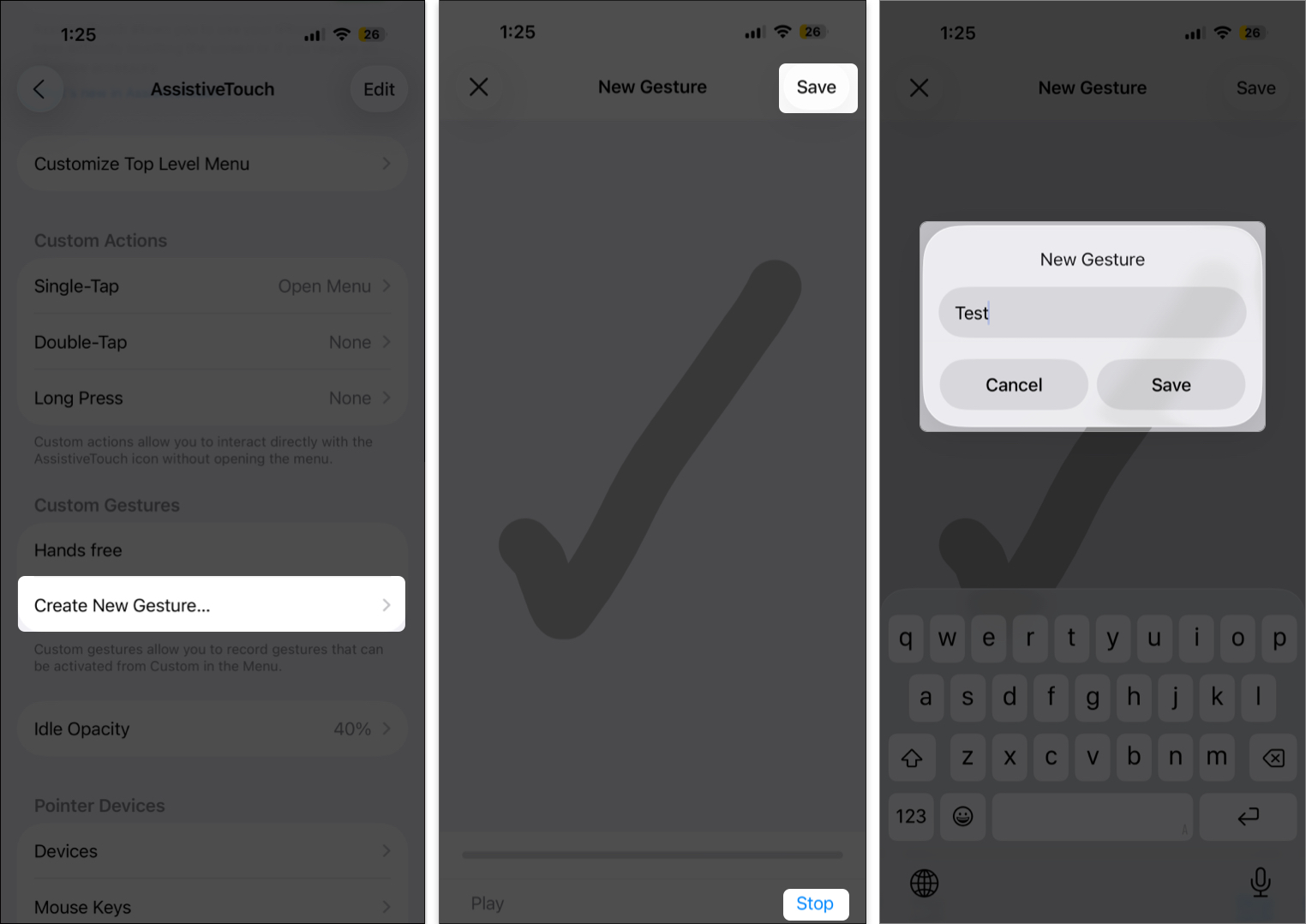 Create and save new gesture